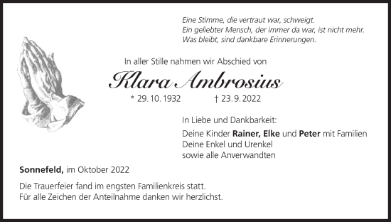 Anzeige von Klara Ambrosius von MGO