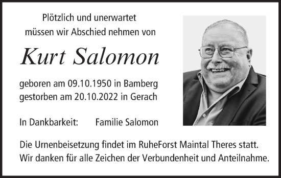 Anzeige von Kurt Salomon von MGO