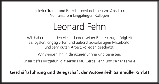 Anzeige von Leonard Fehn von MGO