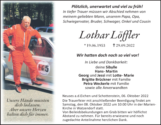 Anzeige von Lothar Löffler von MGO