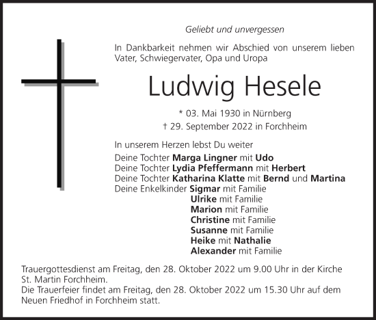 Anzeige von Ludwig Hesele von MGO