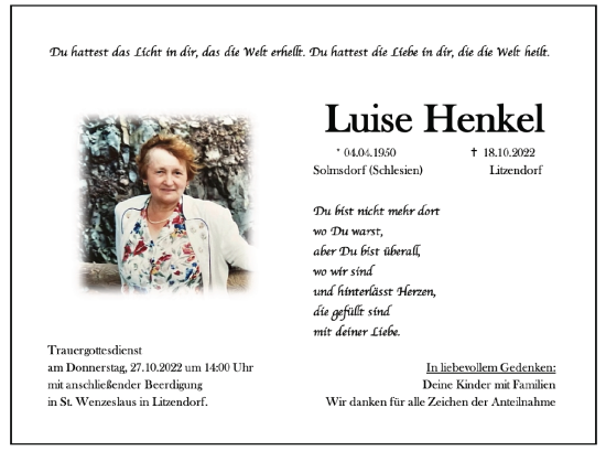 Anzeige von Luise Henkel von MGO