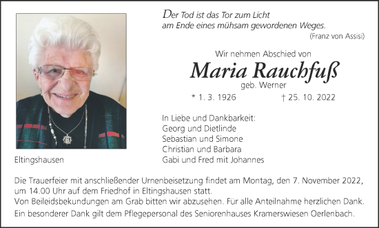 Anzeige von Maria Rauchfuß von MGO
