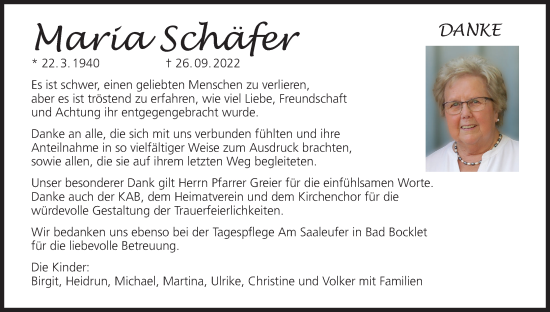 Anzeige von Maria Schäfer von MGO