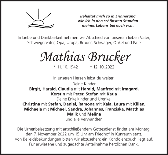 Anzeige von Mathias Brucker von MGO
