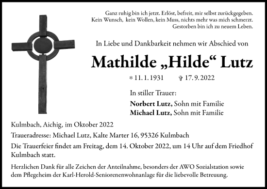 Anzeige von Mathilde Lutz von MGO