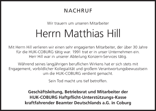 Anzeige von Matthias Hill von MGO