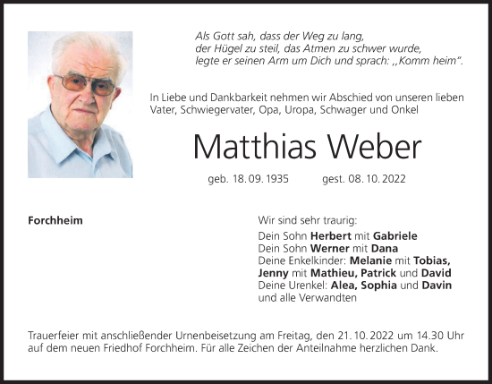 Anzeige von Matthias Weber von MGO