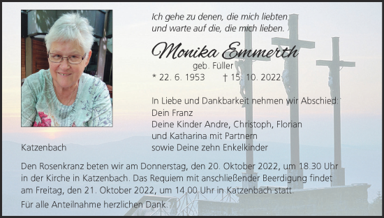 Anzeige von Monika Emmerth von MGO
