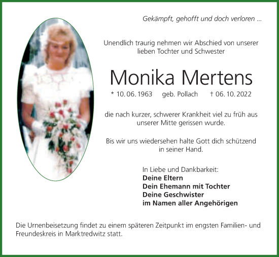 Anzeige von Monika Mertens von MGO