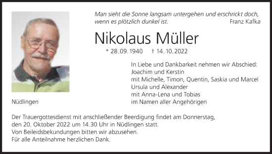 Anzeige von Nikolaus Müller von MGO