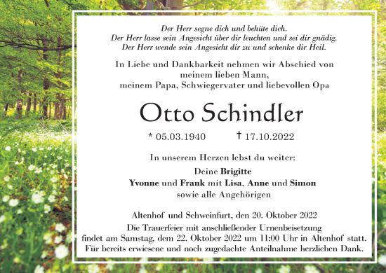 Anzeige von Otto Schindler von MGO