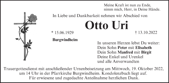 Anzeige von Otto Uri von MGO