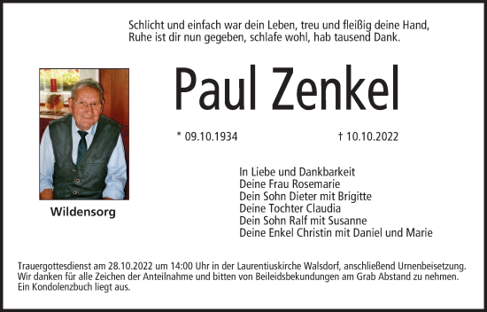 Anzeige von Paul Zenkel von MGO