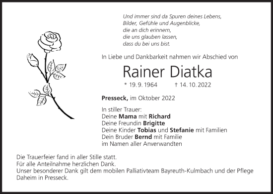 Anzeige von Rainer Diatka von MGO