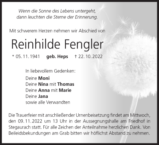 Anzeige von Reinhilde Fengler von MGO