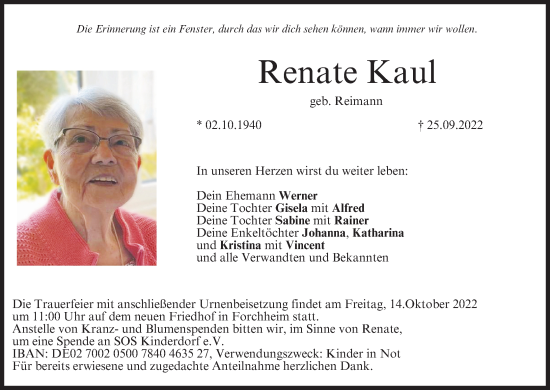 Anzeige von Renate Kaul von MGO