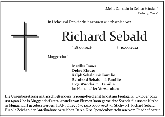 Anzeige von Richard Sebald von MGO