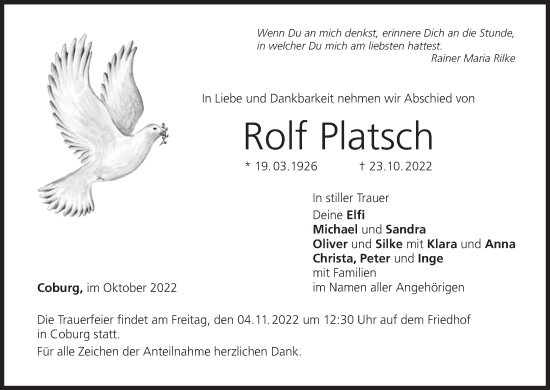 Anzeige von Rolf Platsch von MGO