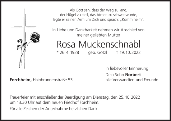 Anzeige von Rosa Muckenschnabl von MGO