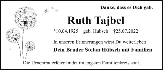 Anzeige von Ruth Tajbel von MGO