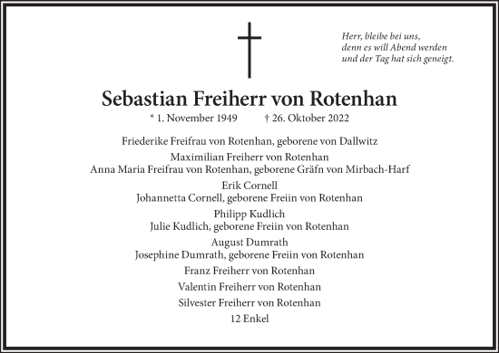 Anzeige von Sebastian  Freiherr von Rotenhan von MGO