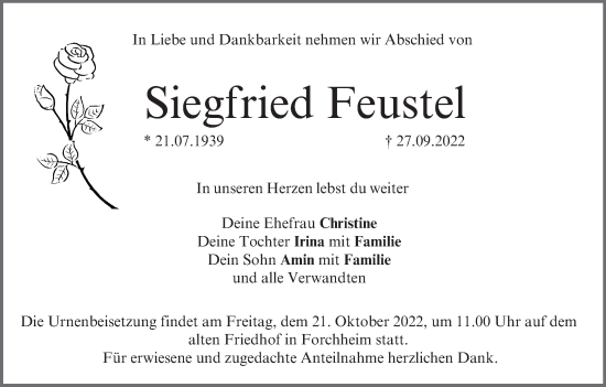 Anzeige von Siegfried Feustel von MGO