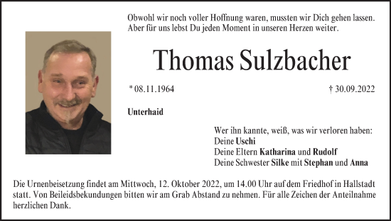 Anzeige von Thomas Sulzbacher von MGO