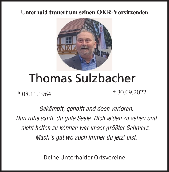 Anzeige von Thomas Sulzbacher von MGO