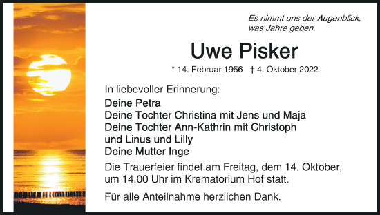 Anzeige von Uwe Pisker von MGO