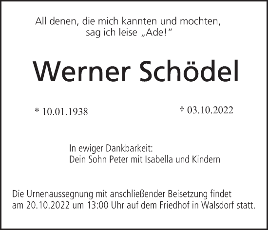 Anzeige von Werner Schöel von MGO