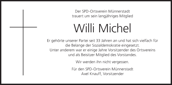 Anzeige von Willi Michel von MGO