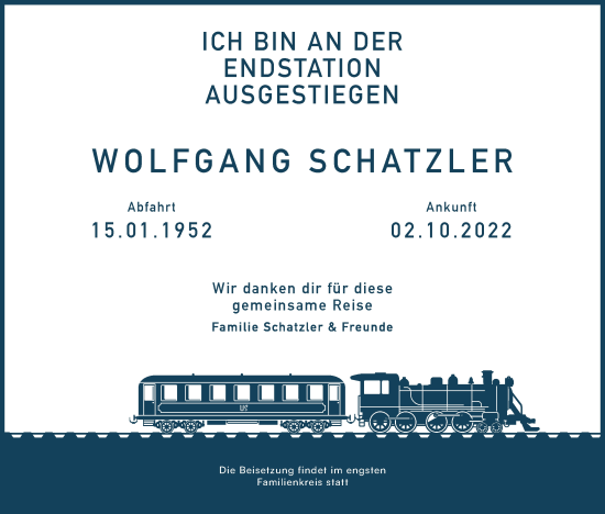 Anzeige von Wolfgang Schatzler von MGO