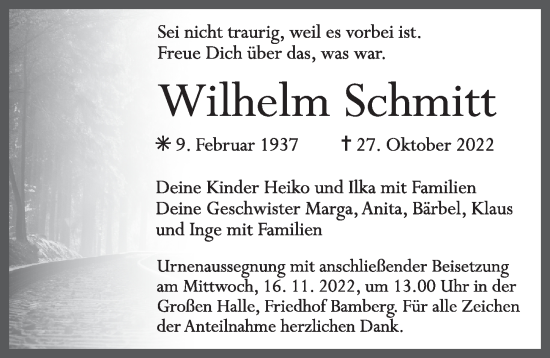 Anzeige von Wilhelm Schmitt von mgo
