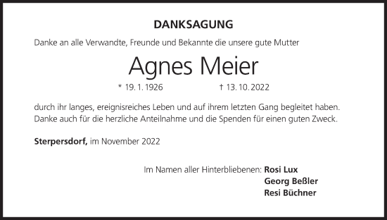 Anzeige von Agnes Meier von MGO