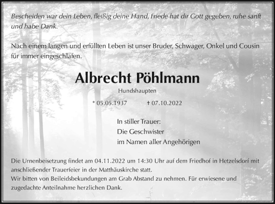 Anzeige von Albrecht Pöhlmann von MGO