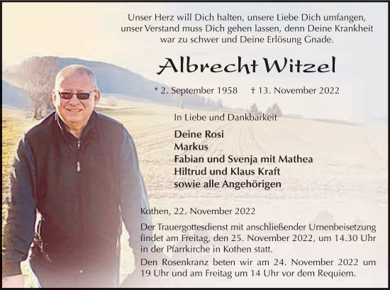 Anzeige von Albrecht Witzel von MGO