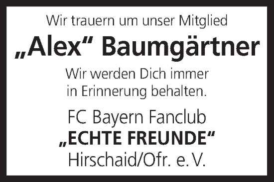 Anzeige von Alexander Baumgärtner von MGO
