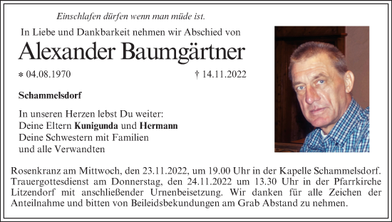 Anzeige von Alexander Baumgärtner von MGO