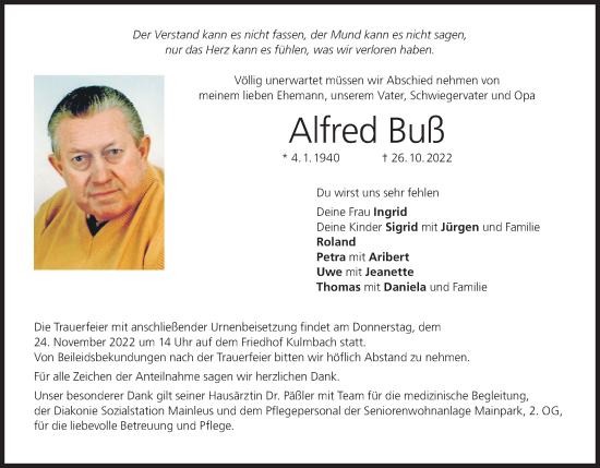 Anzeige von Alfred Buß von MGO
