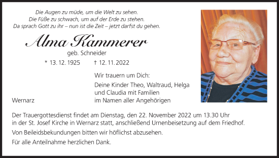 Anzeige von Alma Kammerer von MGO