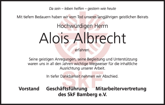 Anzeige von Alois Albrecht von MGO