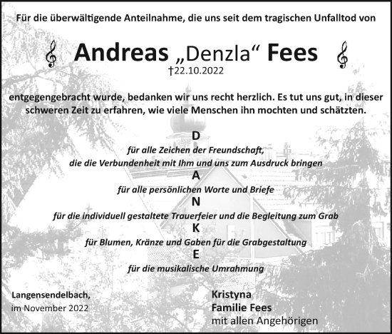 Anzeige von Andreas  Fees von MGO
