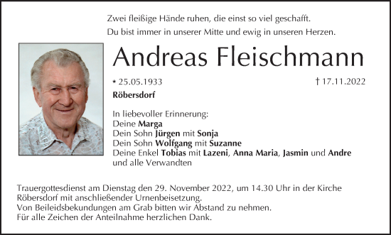 Anzeige von Andreas Fleischmann von MGO