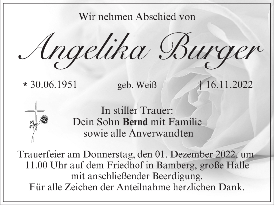 Anzeige von Angelika Burger von MGO