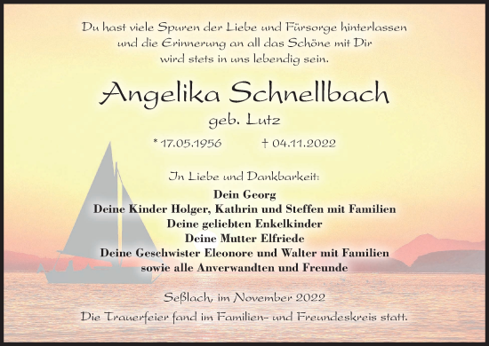 Anzeige von Angelika Schnellbach von MGO