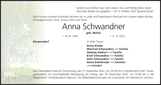 Anzeige von Anna Schwandner von MGO