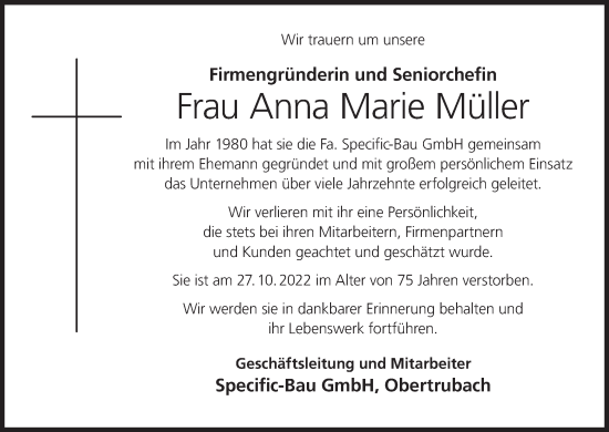 Anzeige von Anna Marie Müller von MGO