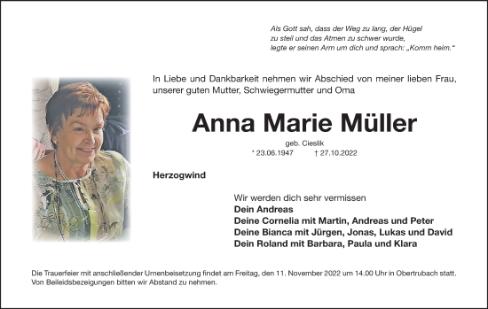 Anzeige von Anna Marie Müller von MGO
