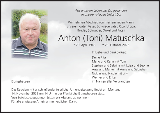Anzeige von Anton Matuschka von MGO